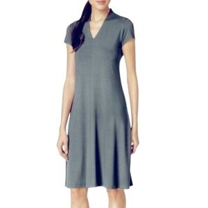 Eileen Fisher Jersey Dress Short Sleeve V Neck Size Small